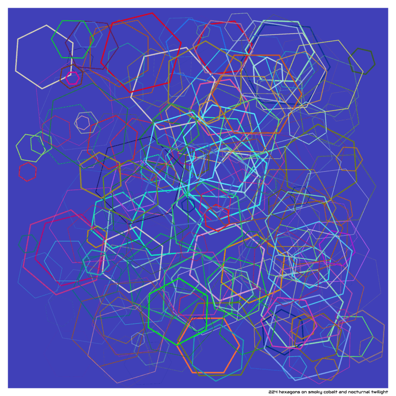 224 hexagons on smoky cobalt and nocturnal twilight