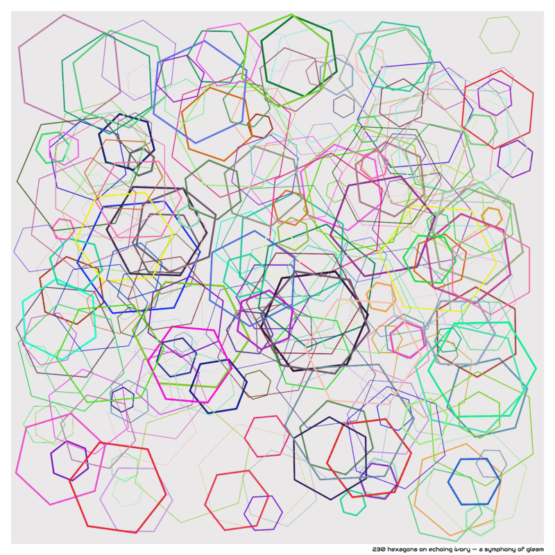 230 hexagons on echoing ivory — a symphony of gleam