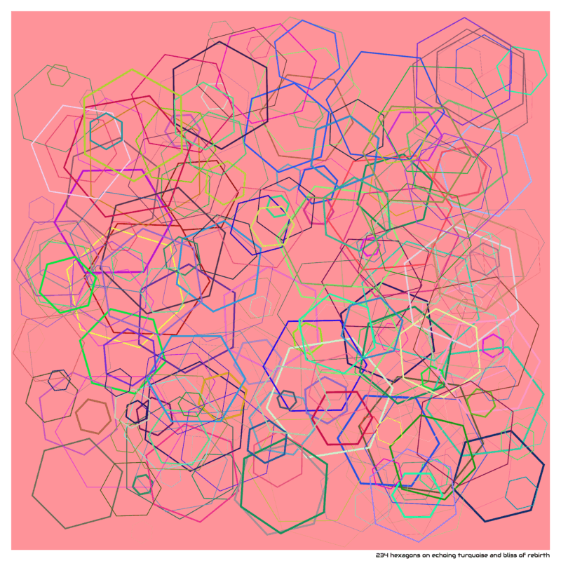 234 hexagons on echoing turquoise and bliss of rebirth