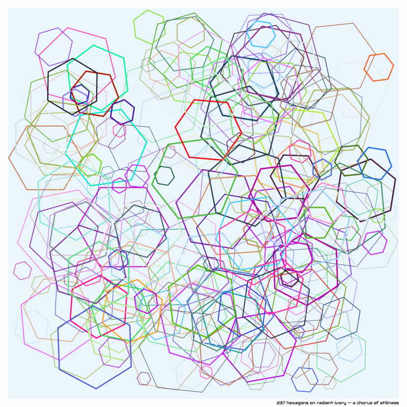 237 hexagons on radiant ivory — a chorus of stillness