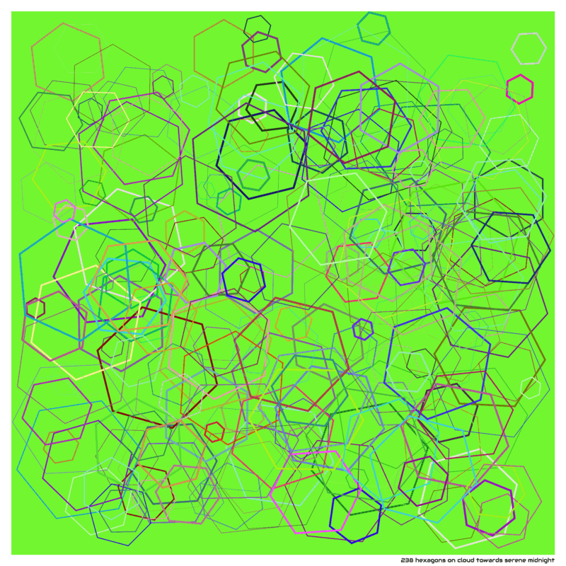 238 hexagons on cloud towards serene midnight