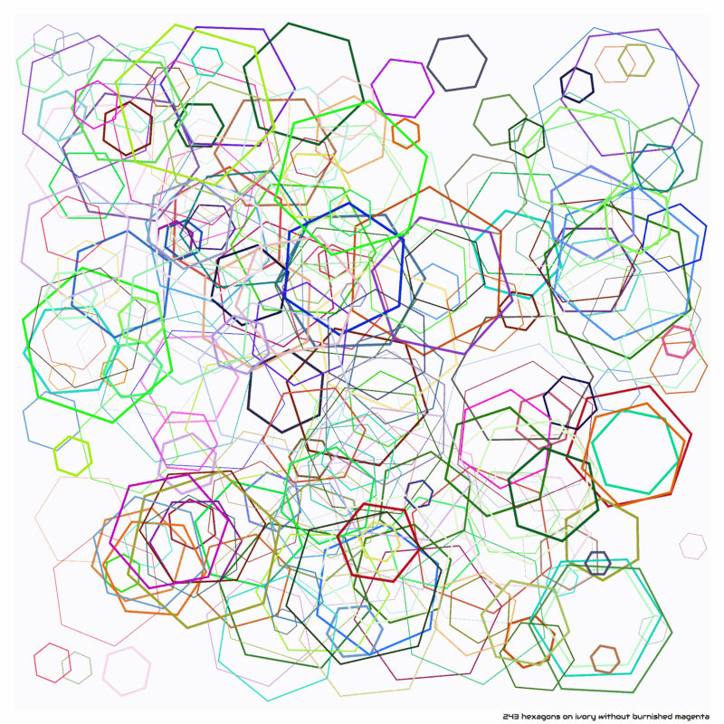243 hexagons on ivory without burnished magenta