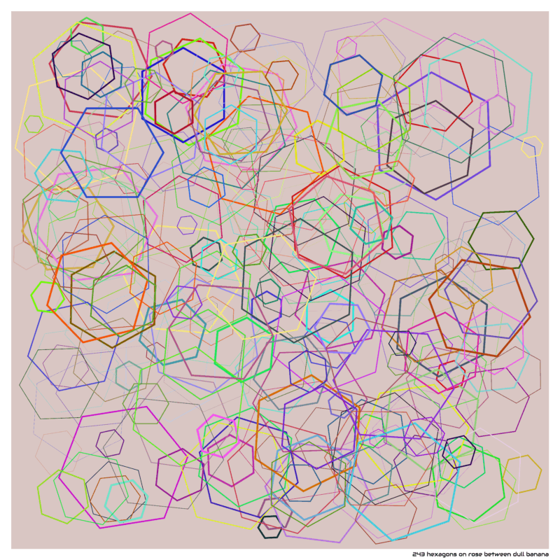 243 hexagons on rose between dull banana