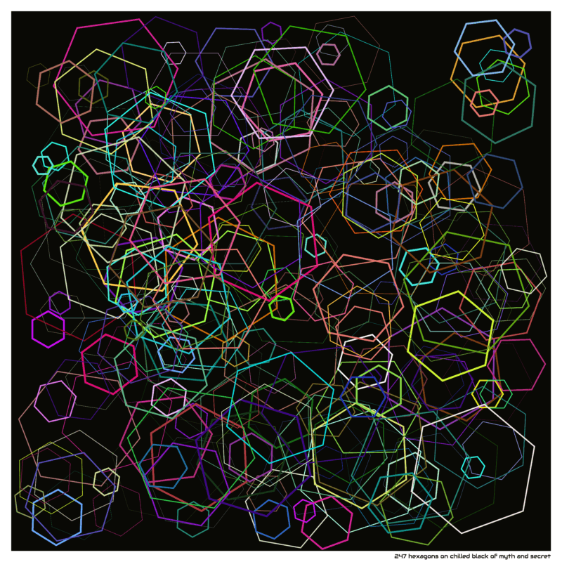 247 hexagons on chilled black of myth and secret