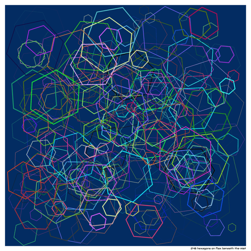 248 hexagons on flax beneath the mist