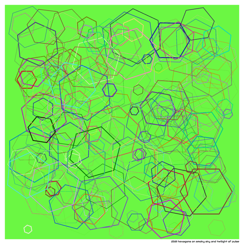250 hexagons on smoky sky and twilight of pulse