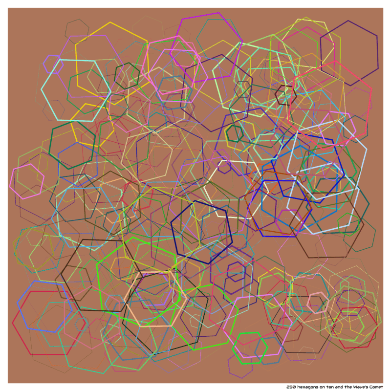 250 hexagons on tan and the Wave’s Comet