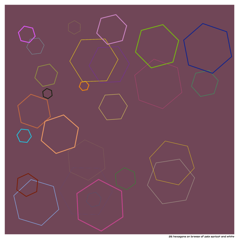 26 hexagons on breeze of pale apricot and white