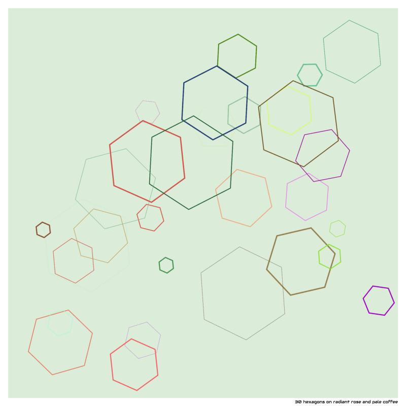 30 hexagons on radiant rose and pale coffee