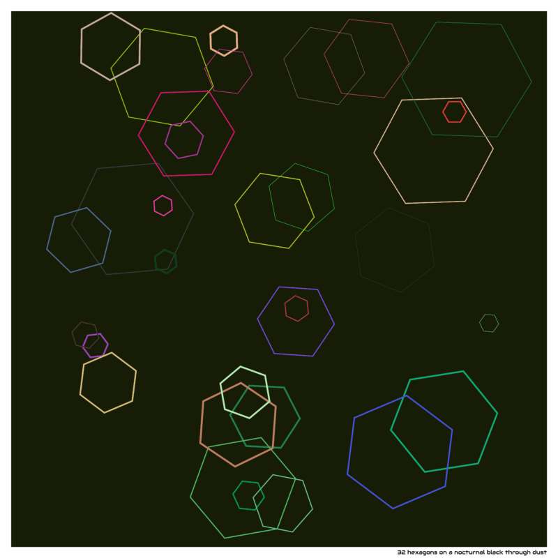 32 hexagons on a nocturnal black through dust