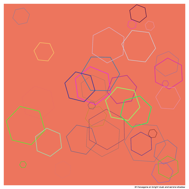 34 hexagons on bright dusk and serene shadow
