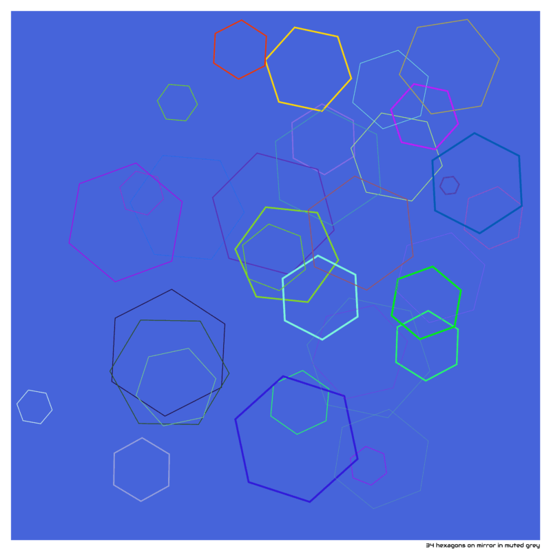 34 hexagons on mirror in muted grey