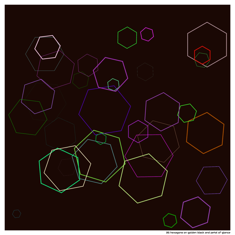 35 hexagons on golden black and petal of glance
