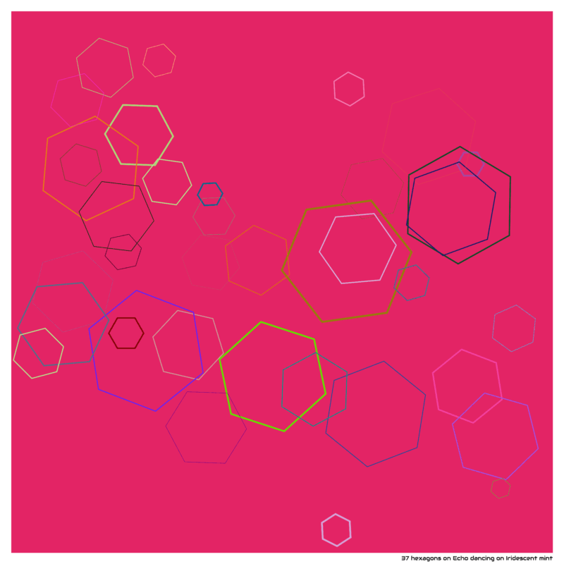 37 hexagons on Echo dancing on Iridescent mint