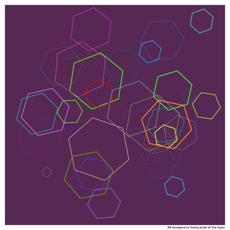 39 hexagons on Dusty blush of the Hymn