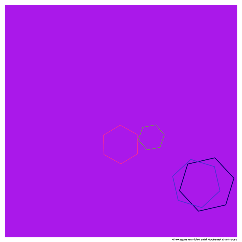 4 hexagons on violet amid Nocturnal chartreuse