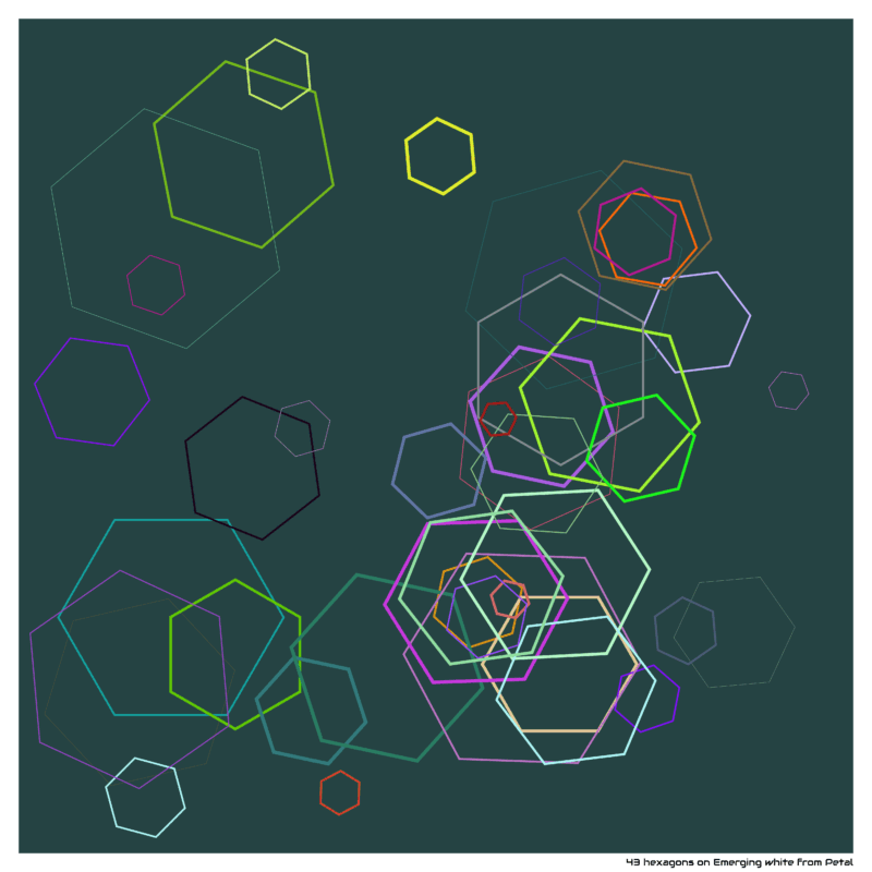 43 hexagons on Emerging white from Petal