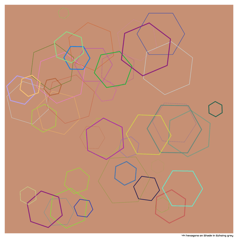 44 hexagons on Shade in Echoing grey