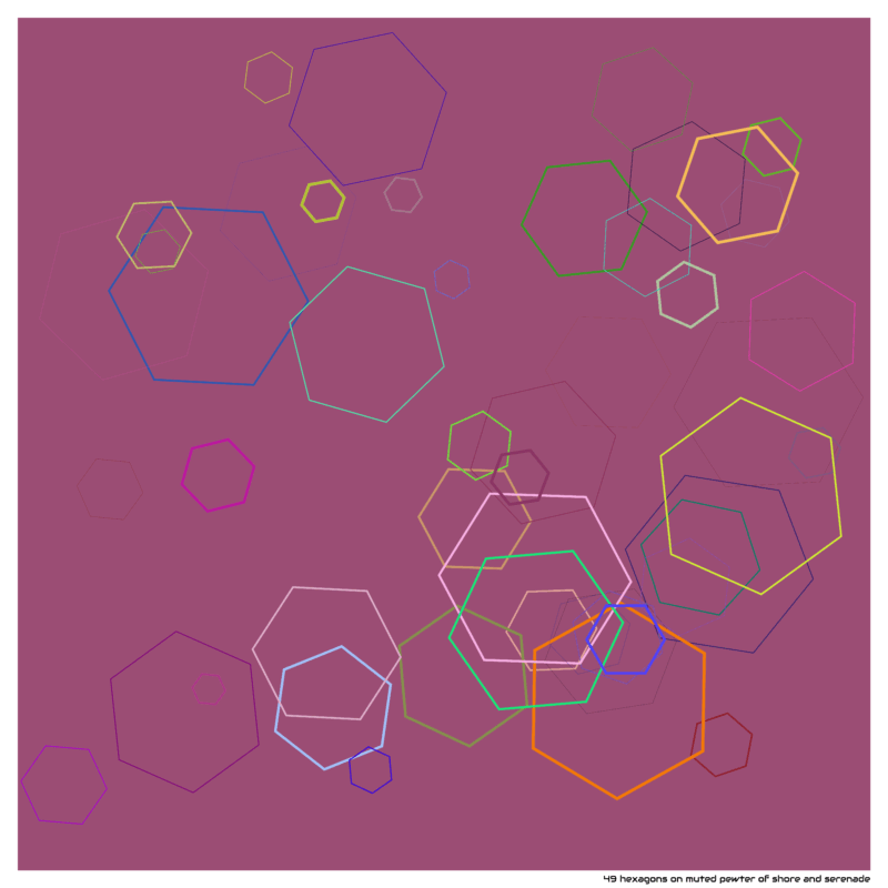 49 hexagons on muted pewter of shore and serenade
