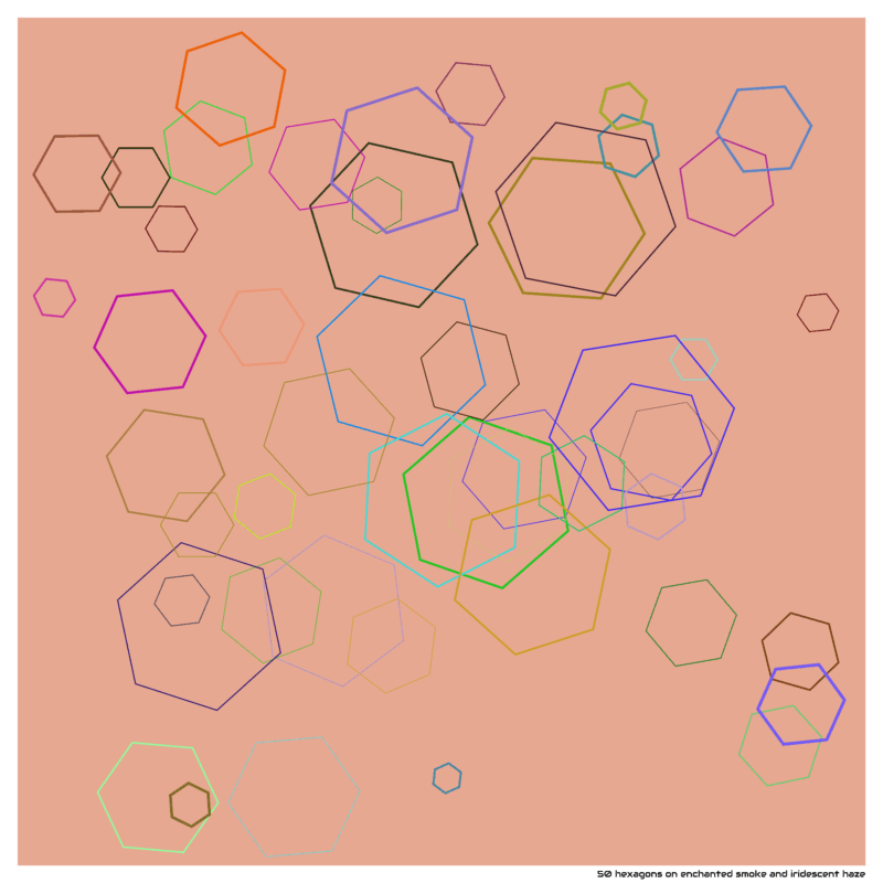 50 hexagons on enchanted smoke and iridescent haze