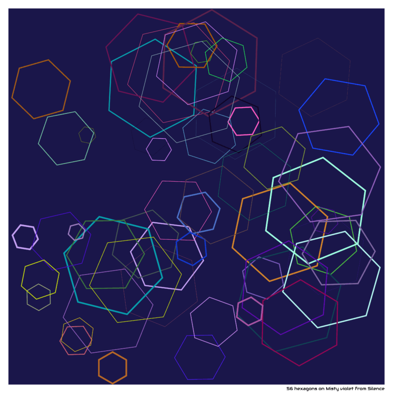 56 hexagons on Misty violet from Silence