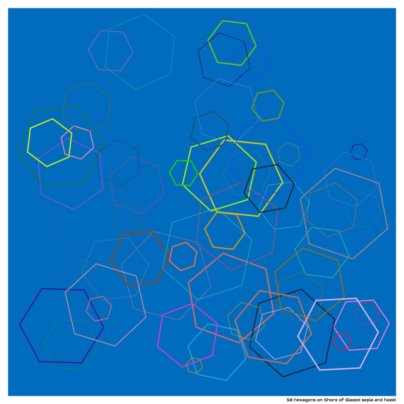 58 hexagons on Shore of Glazed sepia and hazel