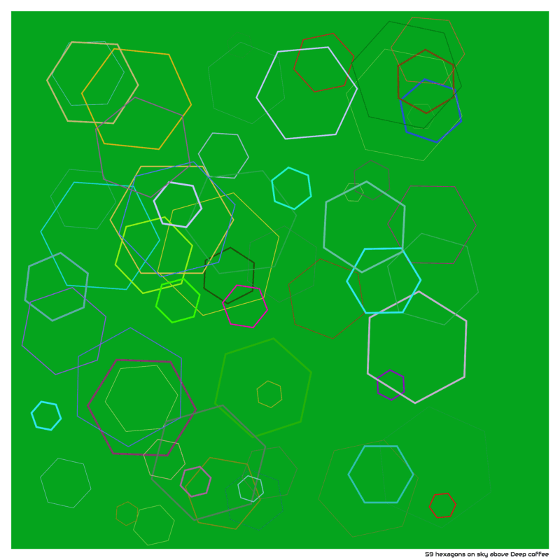 59 hexagons on sky above Deep coffee