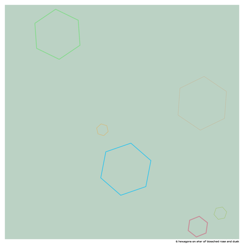 6 hexagons on star of bleached rose and dusk