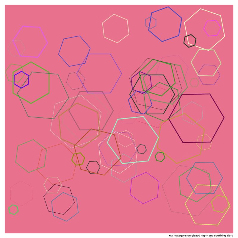 60 hexagons on glazed night and soothing slate