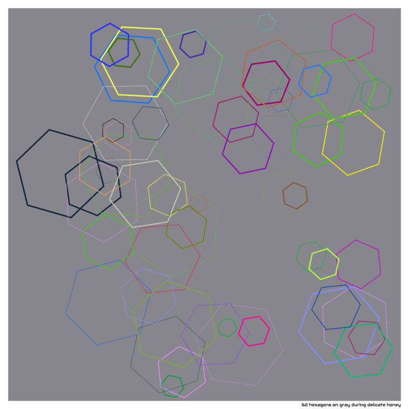 62 hexagons on gray during delicate honey