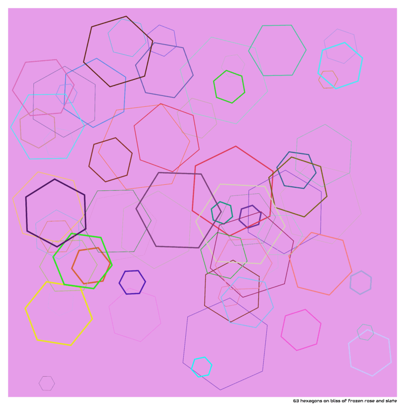 63 hexagons on bliss of frozen rose and slate