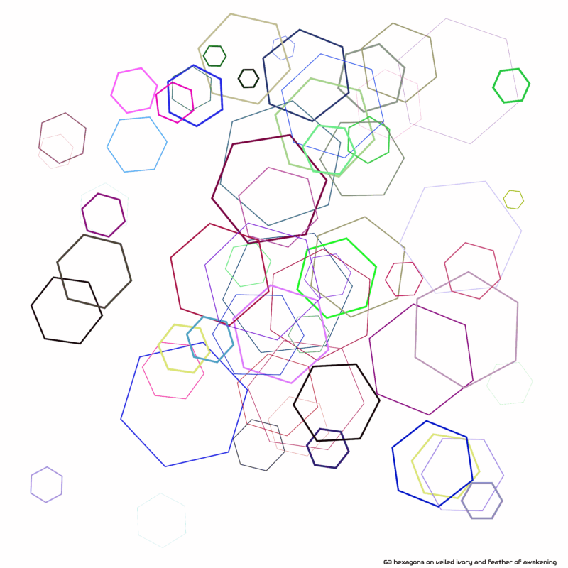 63 hexagons on veiled ivory and feather of awakening