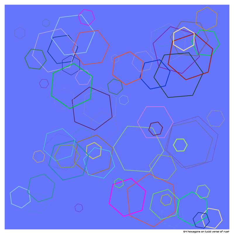 64 hexagons on lucid verse of rust