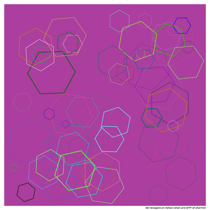 65 hexagons on mellow lemon and drift of phantom
