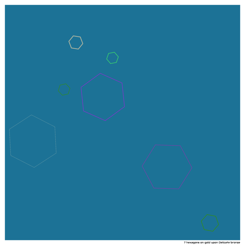 7 hexagons on gold upon Delicate bronze