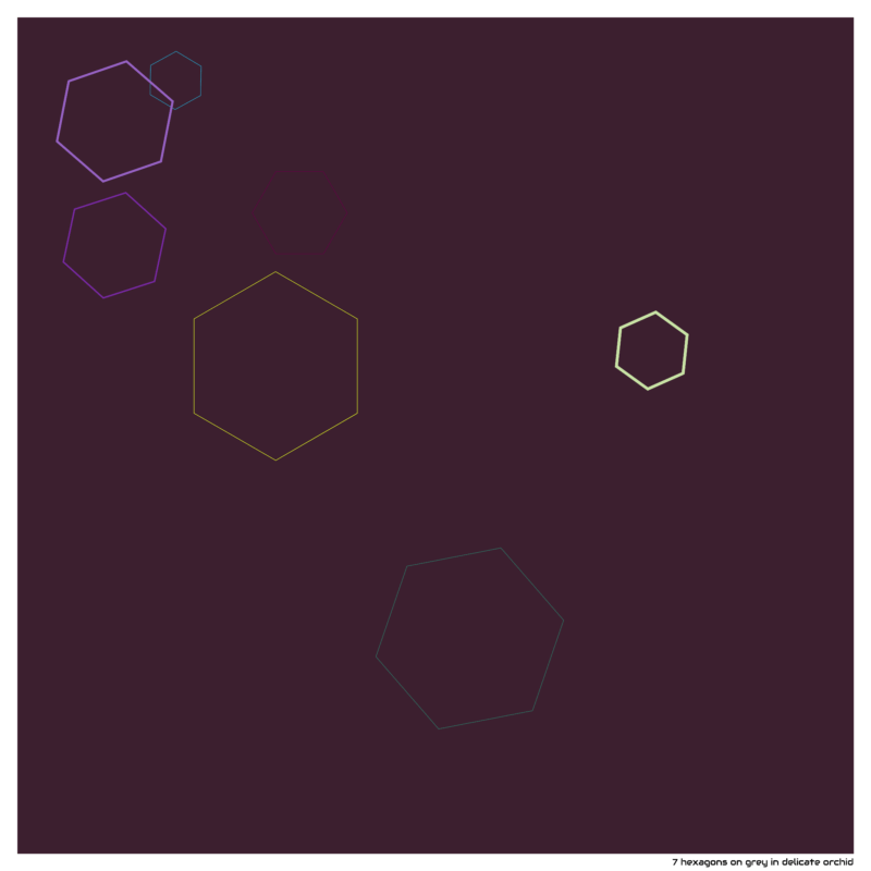 7 hexagons on grey in delicate orchid