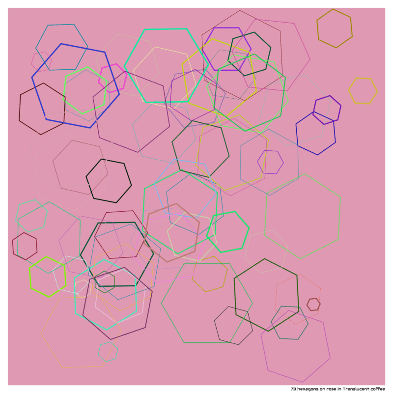 73 hexagons on rose in Translucent coffee