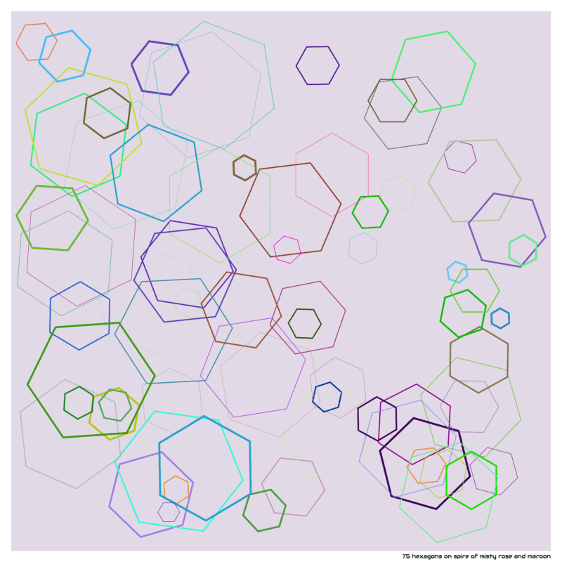 75 hexagons on spire of misty rose and maroon