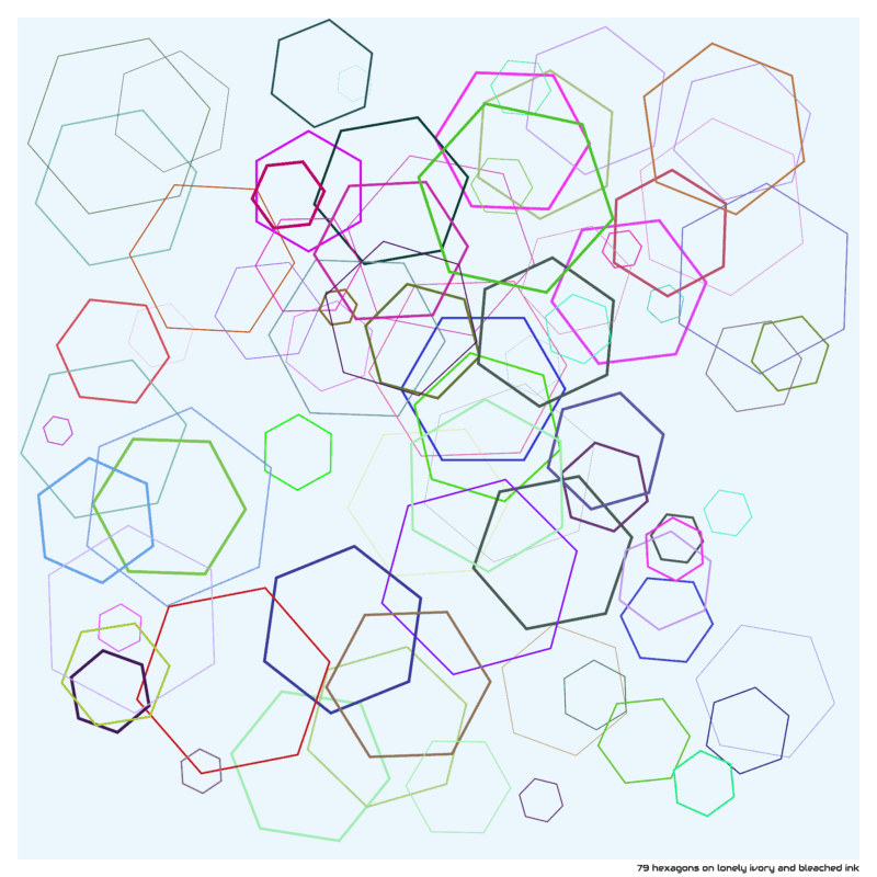 79 hexagons on lonely ivory and bleached ink