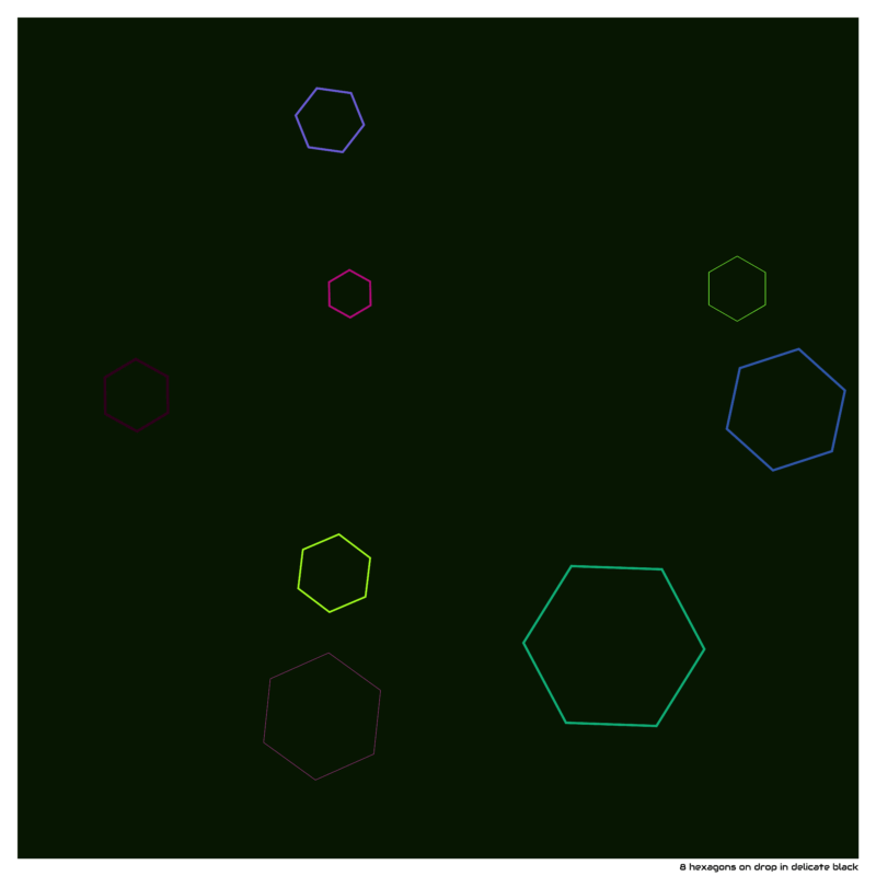 8 hexagons on drop in delicate black