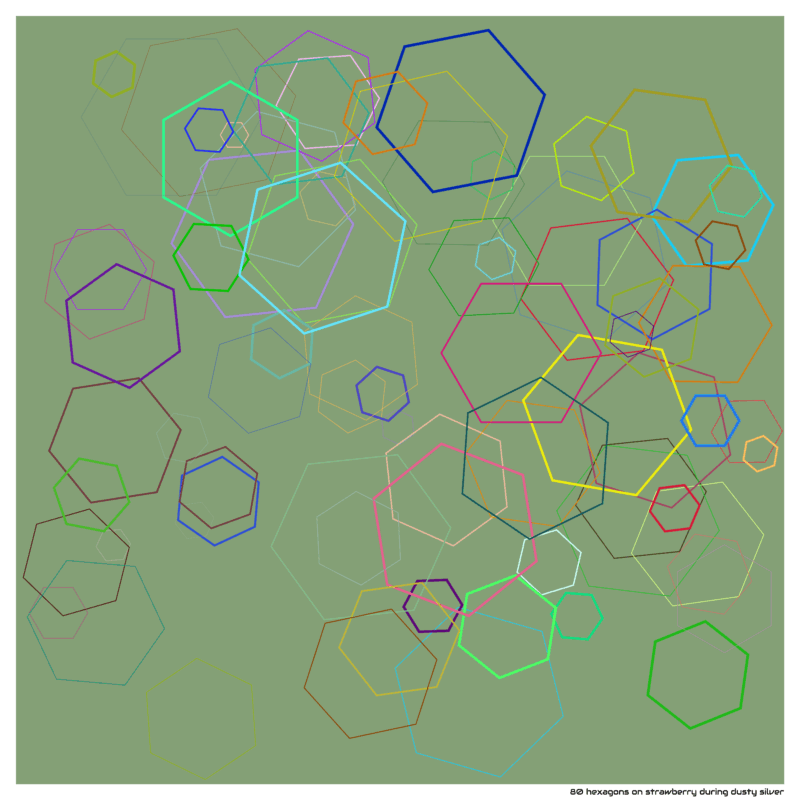 80 hexagons on strawberry during dusty silver