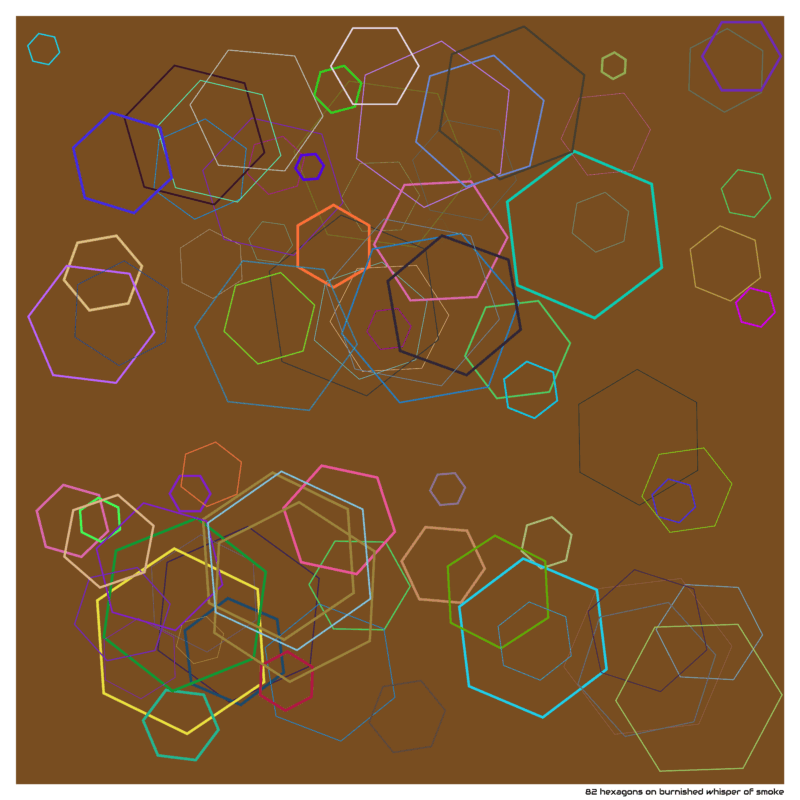 82 hexagons on burnished whisper of smoke