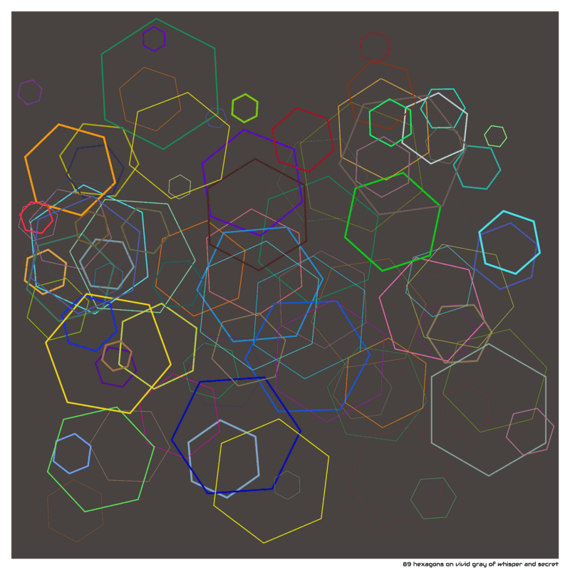 89 hexagons on vivid gray of whisper and secret