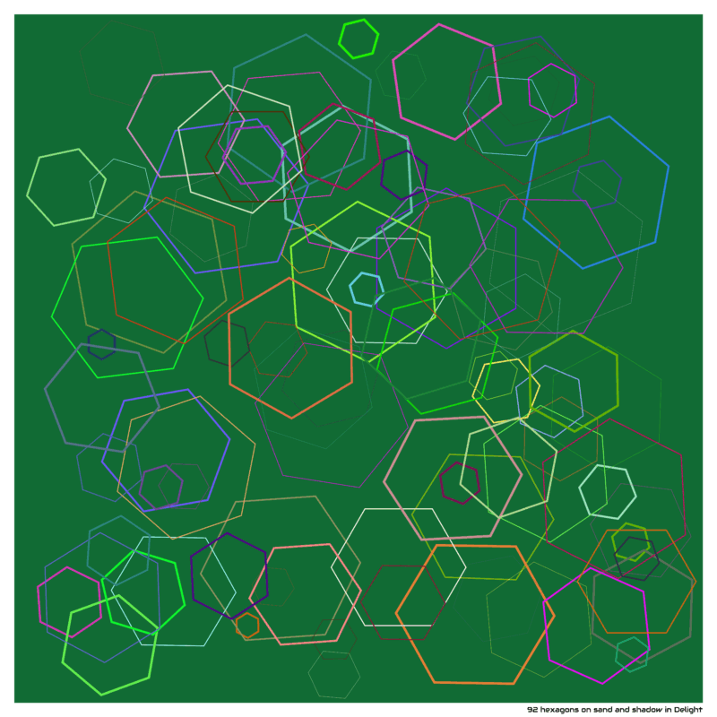 92 hexagons on sand and shadow in Delight