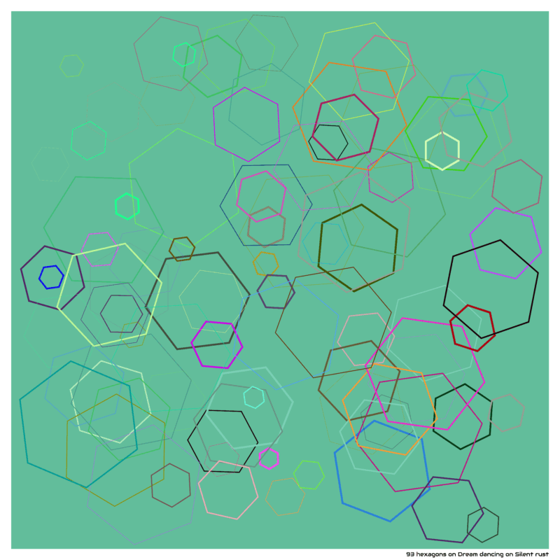 93 hexagons on Dream dancing on Silent rust