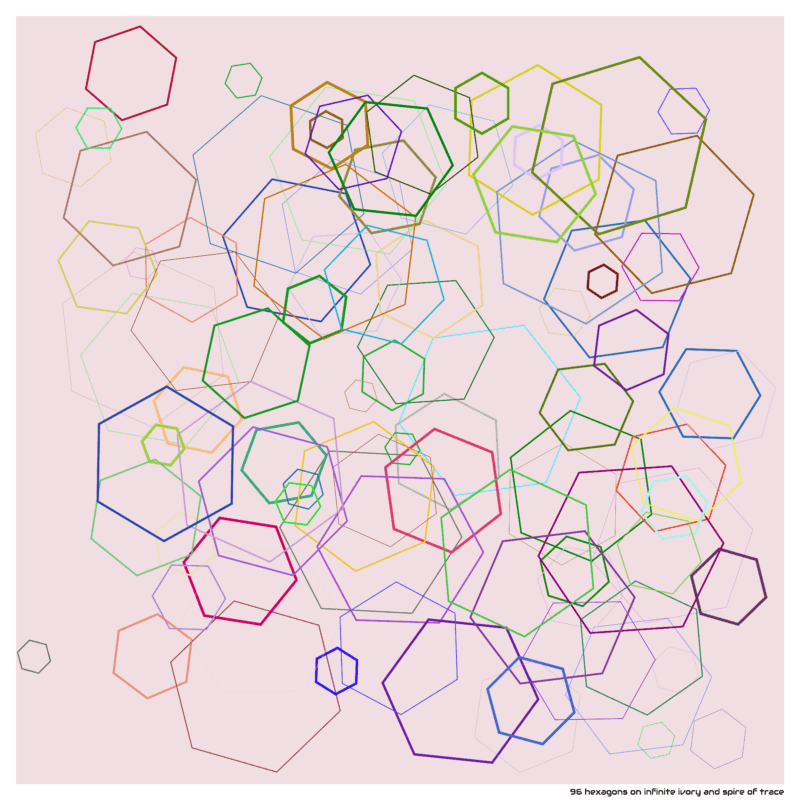 96 hexagons on infinite ivory and spire of trace