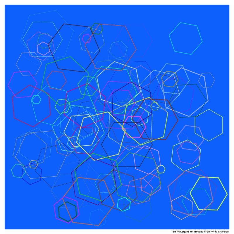 99 hexagons on Breeze from Vivid charcoal