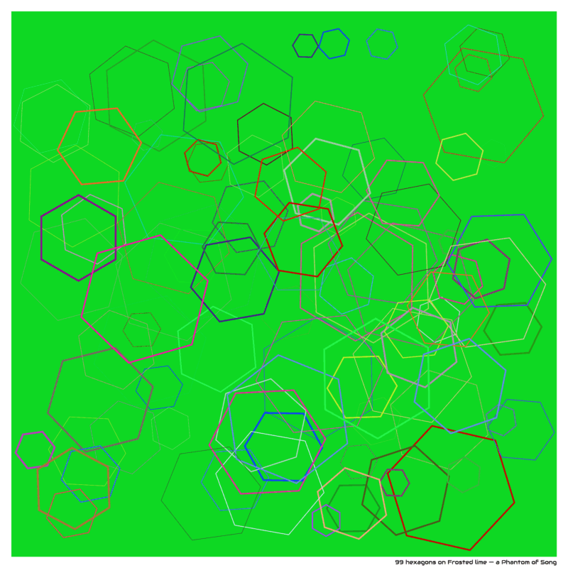 99 hexagons on Frosted lime — a Phantom of Song