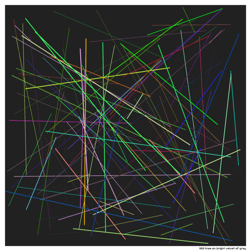 103 lines on bright velvet of gray