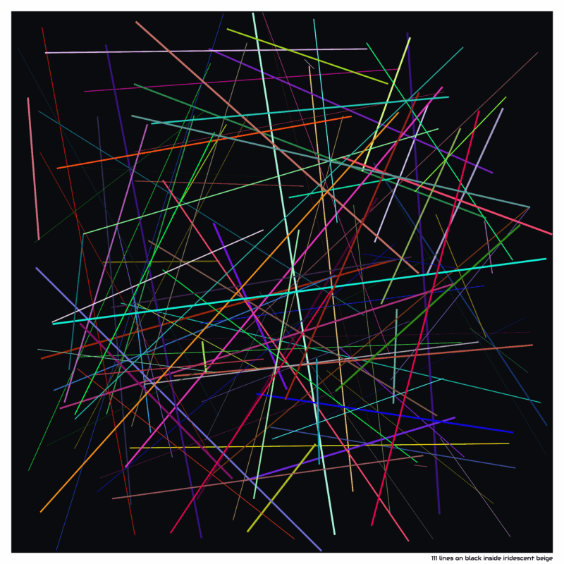 111 lines on black inside iridescent beige
